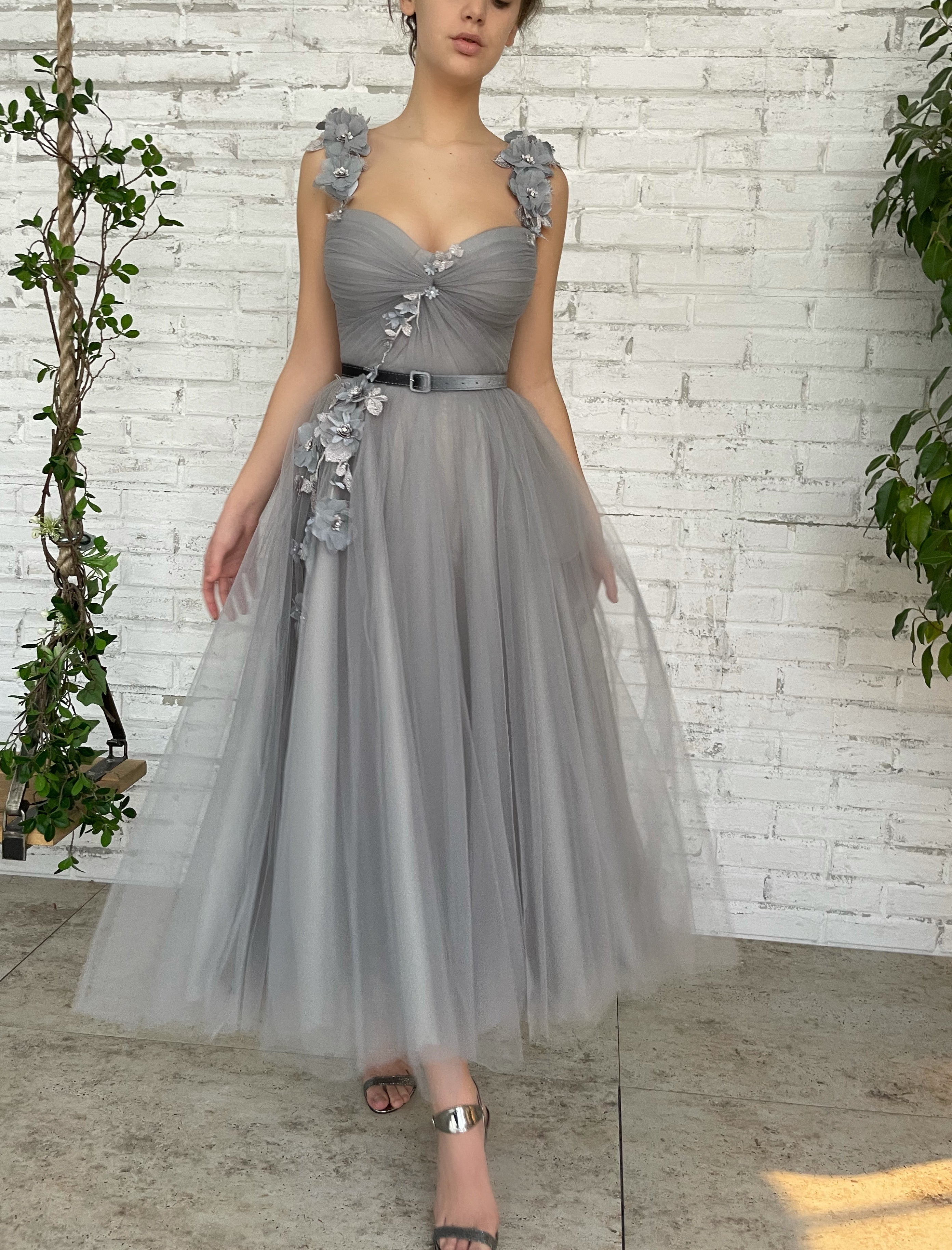 grey midi dress